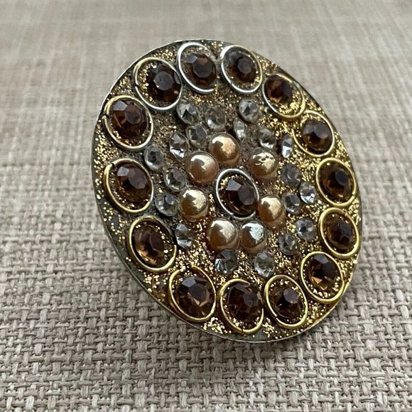 Fashion Women Rings Faux Stone Big Face Ring Fancy Jewelry Size adjustable 7-9 - Picture 3 of 12